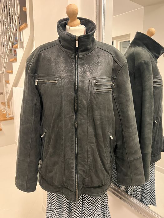 Ochnik kurtka skorzana meska zimowa czarna XXL