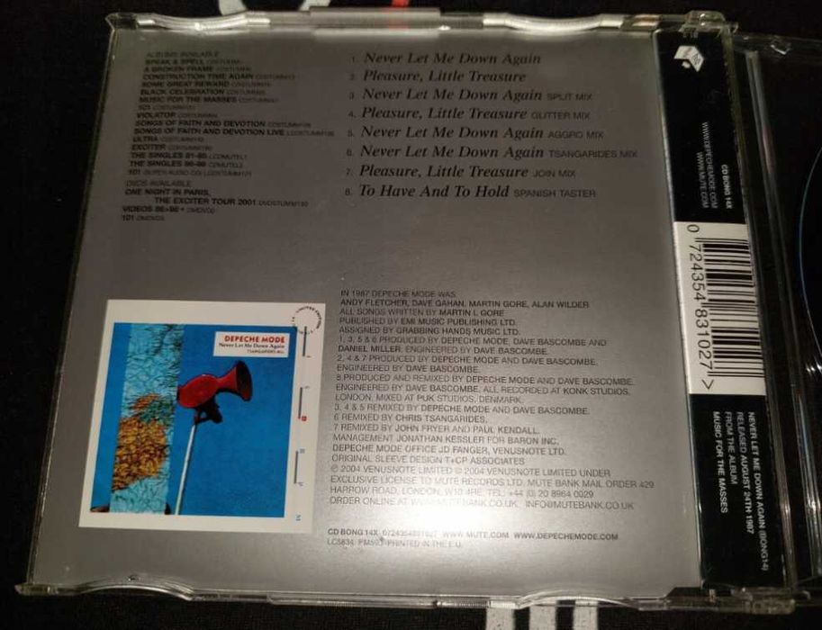 Depeche Mode Never Let Me Down Again CD BONG 14X ( DM Singles - 20 ) 2005 Europe