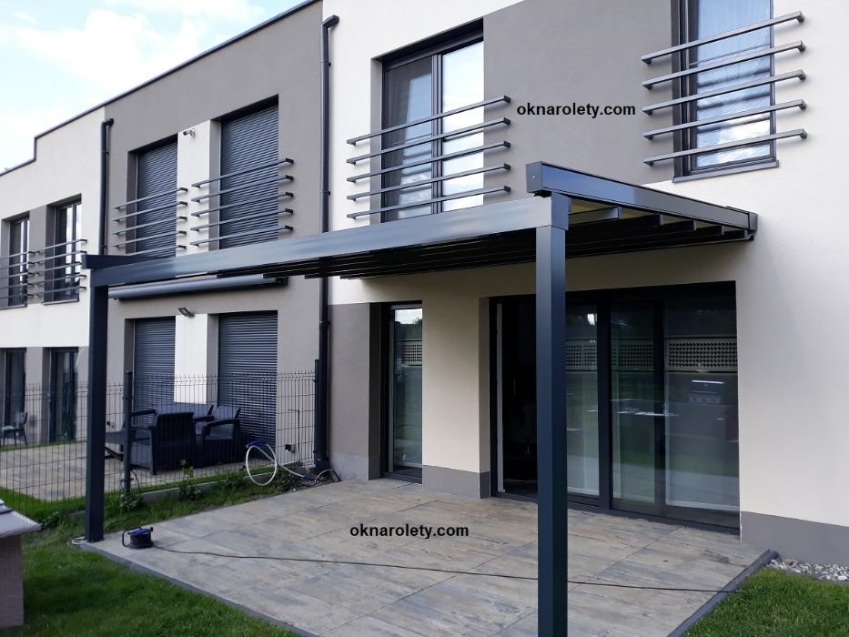 Pergola tarasowa 750x600 Aluminiowa konstrukcja 10 tkanin napęd Somfy