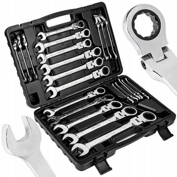 Профессиональный набор рожково-накидных ключей с трещоткой  22 шт