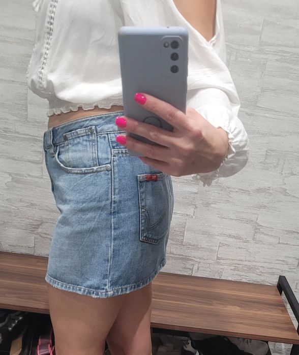 Спідниця  ONLY Jeans S/M міні коротка голуба синя Б/у