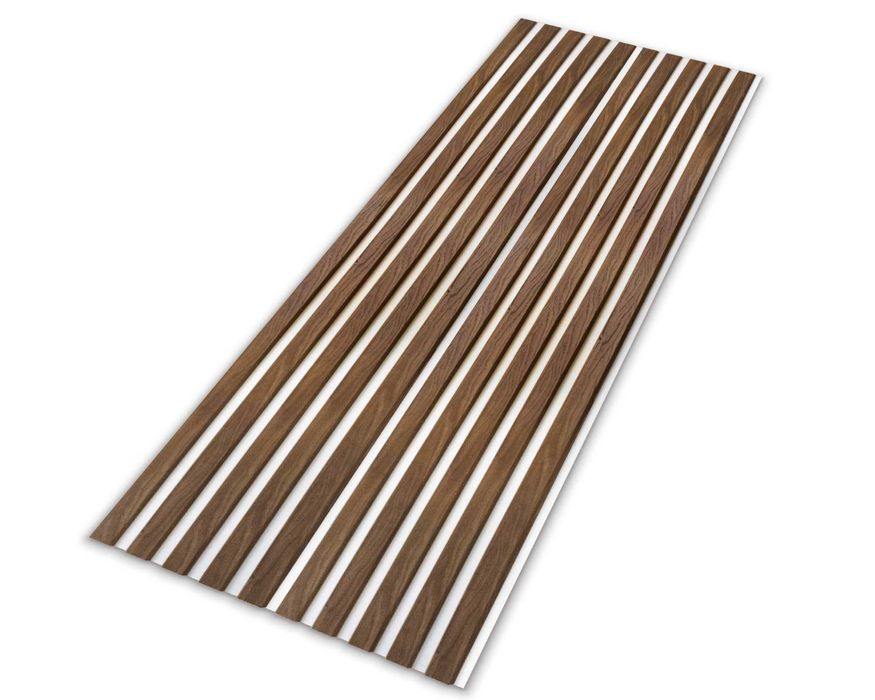 Lamele ścienne na białej płycie HDF - 275 cm x 59,5 cm - Dąb i inne