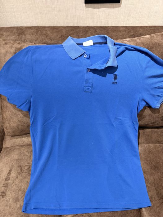 Поло USPA синє розмір L з бавовни