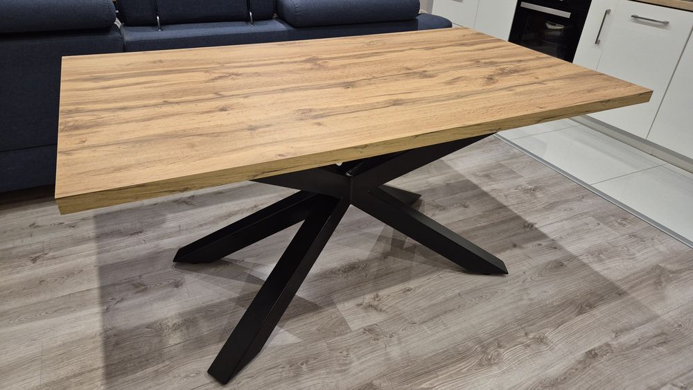 Stół Loft Pająk 160x90x78 Dąb Wotan 36mm rustykalny industrialny