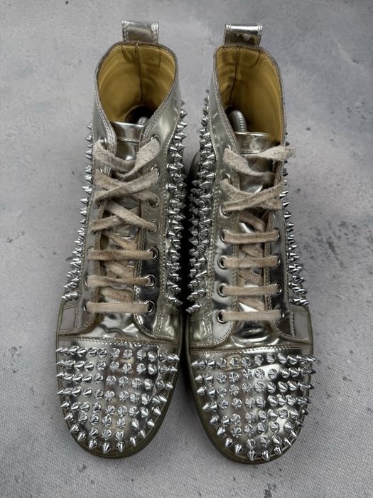 Buty Christian Louboutin Louis Flat Antispecchio Spike Silver Men's US 9 / EU 42