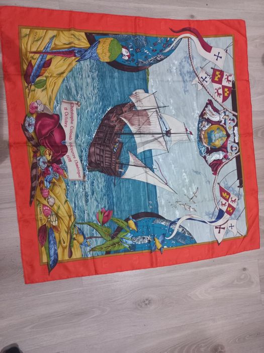 Husta jedwab-Hermes- Paris.Christopher-Columb-oryginal-stan jak nowa.