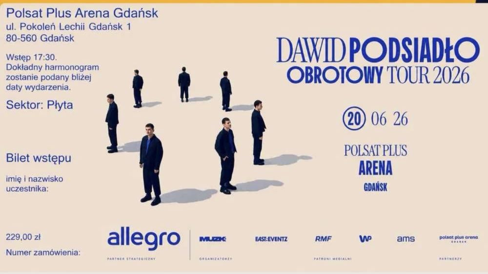 Bilety na koncert Dawid Podsiadlo Gdansk 20.06.2026
