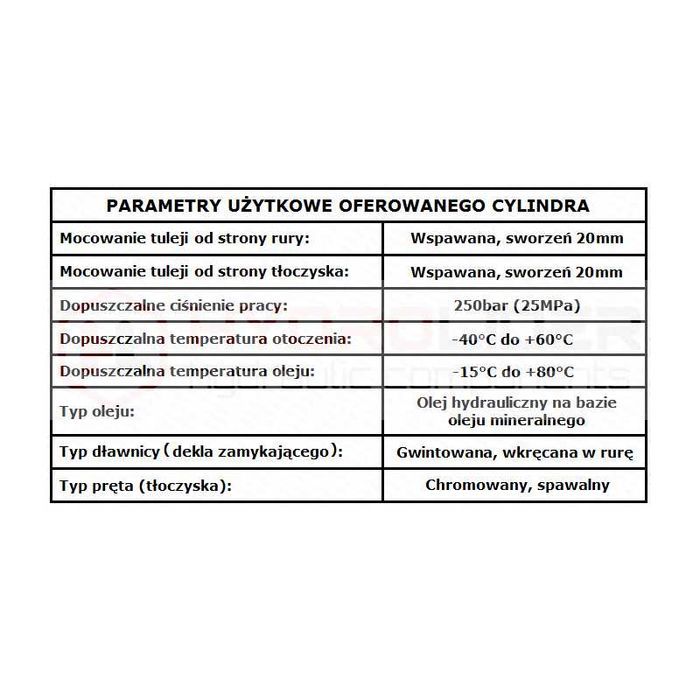 Cylinder siłownik hydrauliczny dwustronnego działania