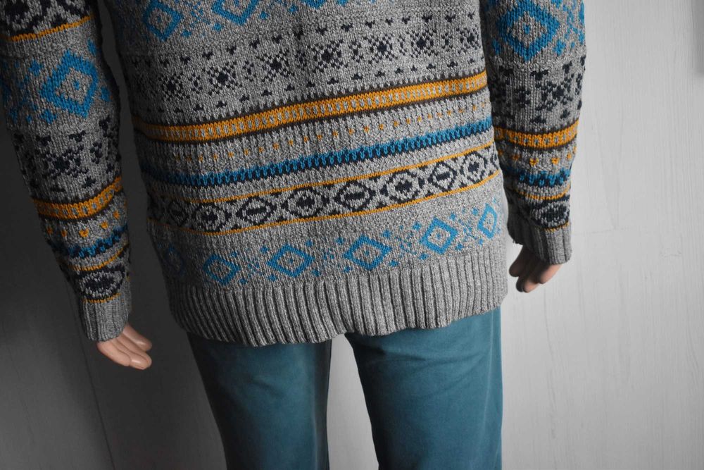 Sweter L casual wzory męski Vailent wełniany wygodny wzorzysty swetere