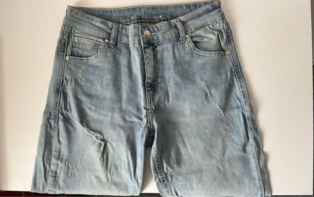 Spodnie damskie jeansowe denim Reserved 38 przetarcia skinny