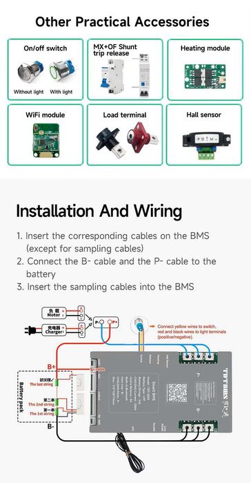 Balanser BMS 250 A TDT BAL 3A opcja WIFI 250A 6-24S 18-72Volt Bluetooth Applikacja