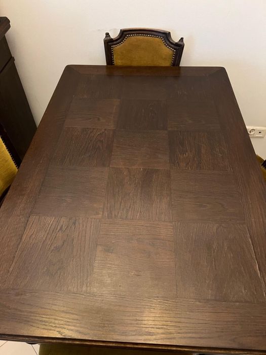 Stol drewniany szachownica rozkladany toczone nogi