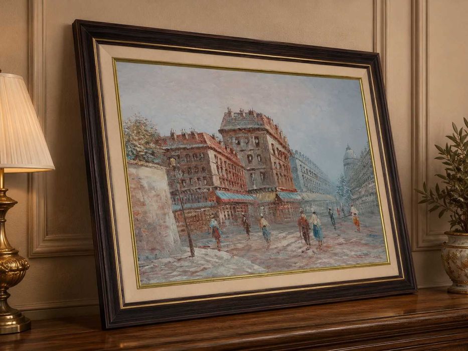 Antigo quadro a óleo " L'Avenue de L'Ópera" - réplica Camile Pissarro