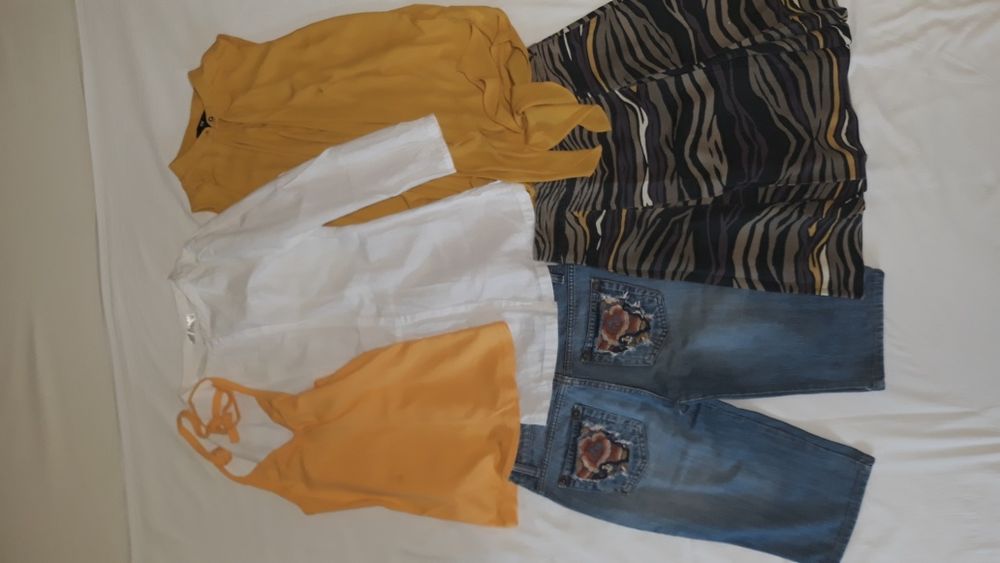 Комплект: Блуза H&M, спідниця з льону, майка трикотажна, шорти джинсов