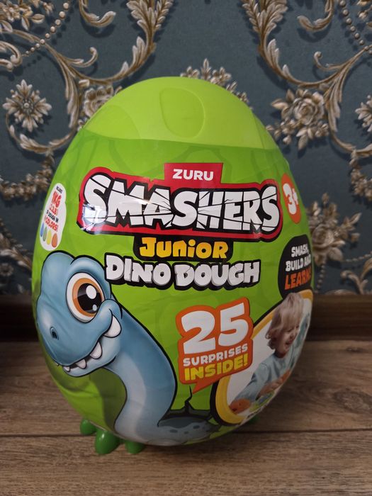 яйце з сюрпризом Ігровий набір Zuru Smashers Junior Dino Dough, велике яйце-сюрприз , яйце динозавра,пластилін