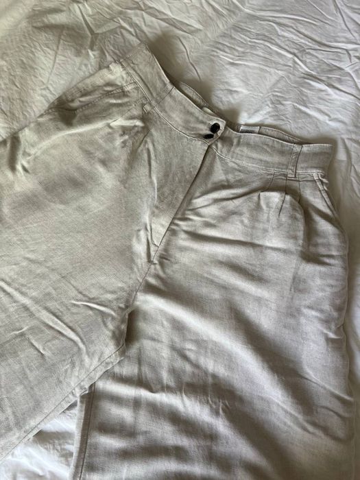 Лляні бежеві кюлоти H&M