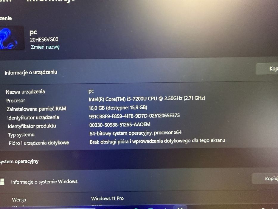 Laptop biznesowy Lenovo ThinkPad T470, 16GB, 512GB, i5 + zasilacz