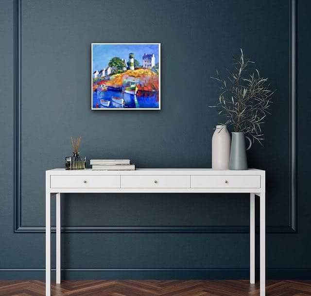 Картина маслом, 2019, х.м., мастихин, 30х30, в стильной раме-окно