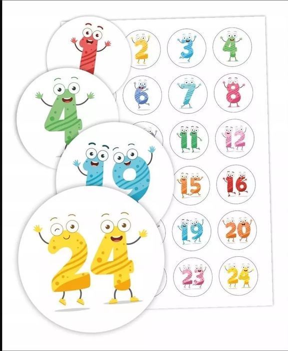 Naklejki do szafki - Cyfry 01 24 szt.. LearnHow. Nowy Produkt