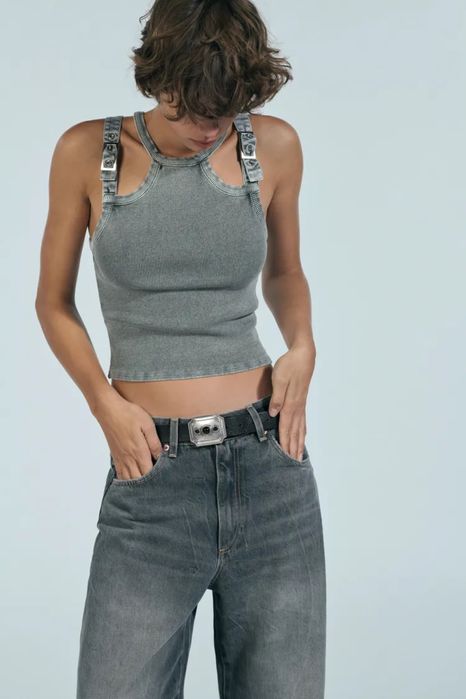 Джинси baggy balloon із середньою посадкою zara зара