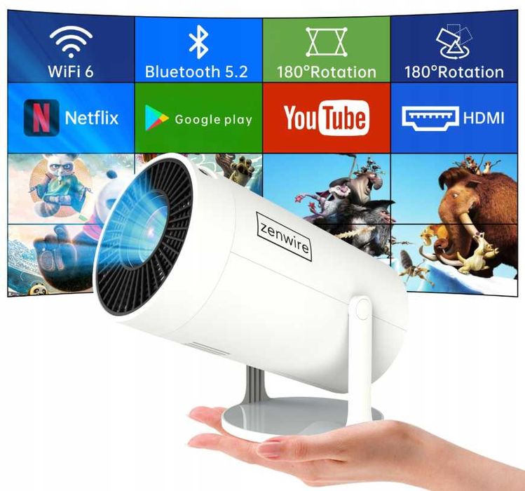 Mini Projektor Rzutnik Przenośny WiFi Android Full HD Bluetooth OKAZJA