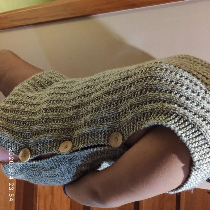 Camisola malha sem mangas feita à mão para Inverno