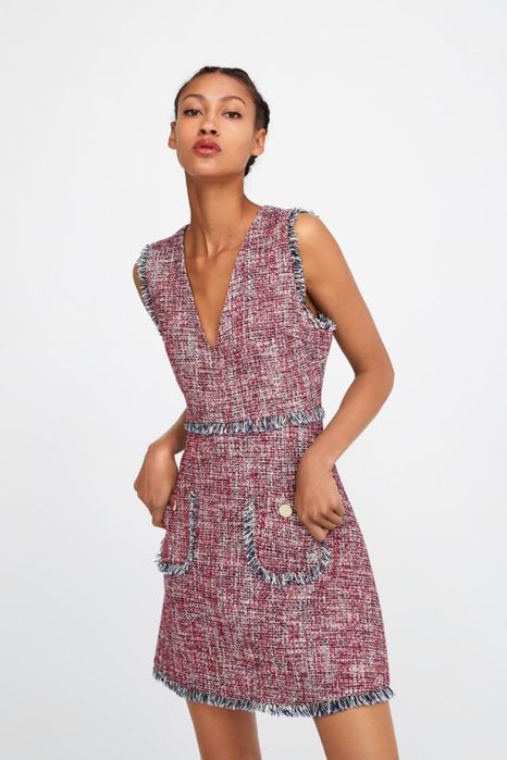 Твидовое платье zara s
