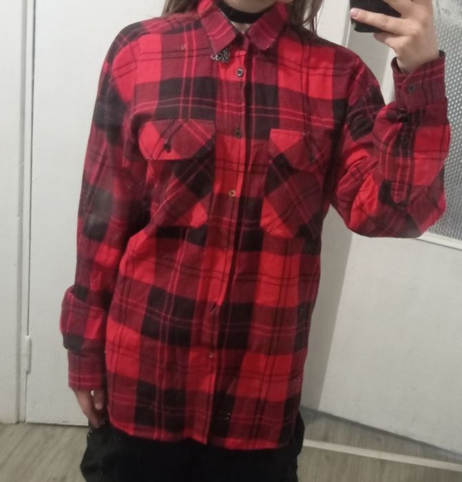 Сорочка червона в клітинку оверсайз