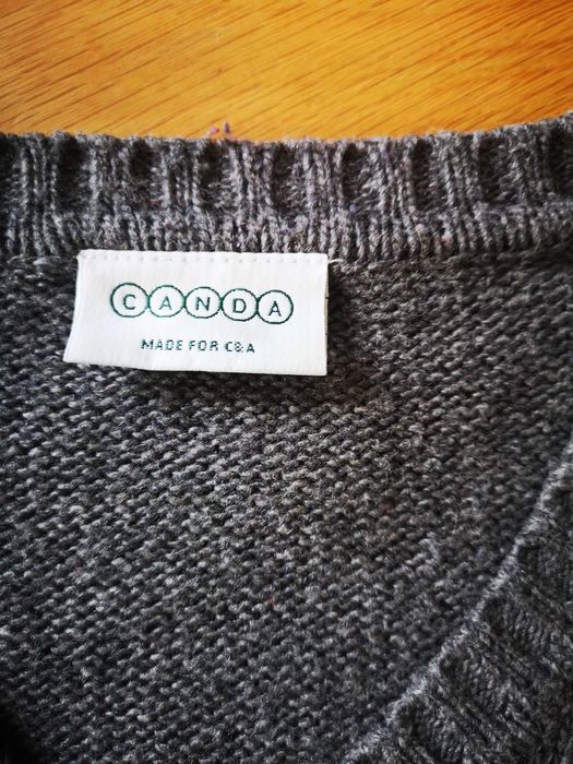 Canda at C&A sweter wełniany w paski r. 48/50/ XL
