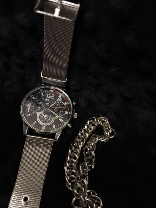 Srebrny zegarek+ bransoletka