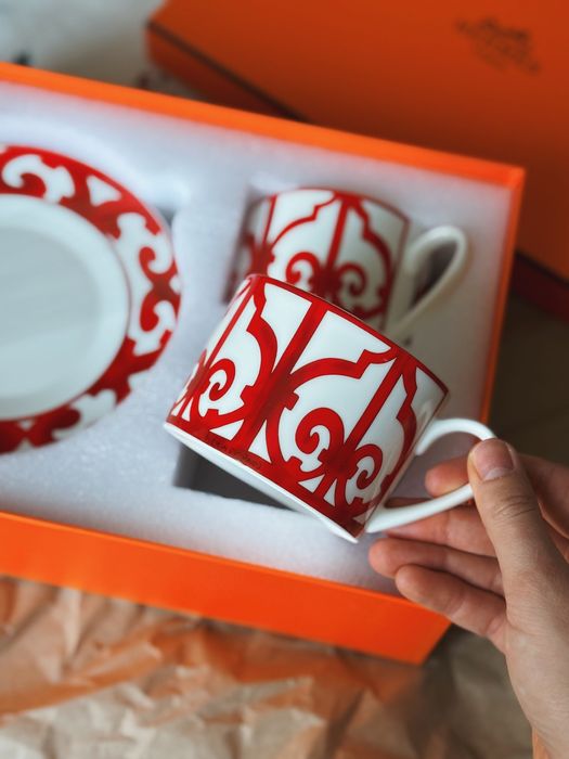 Набір порцелянового посуду чашка з блюдцем Hermes