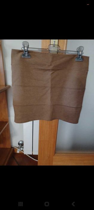 Mini saia castanha, Stradivarius, S,nova
