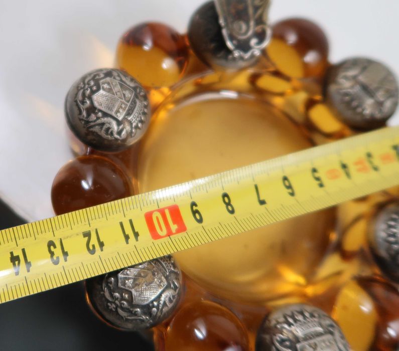 Cinzeiro antigo vidro Art Deco com aplicações armoriadas