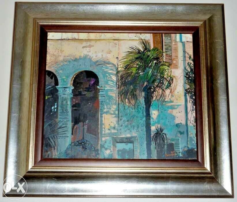 Obraz AMELIA Palma na dziedzińcu Andrzej Borowski akryl na płótnie