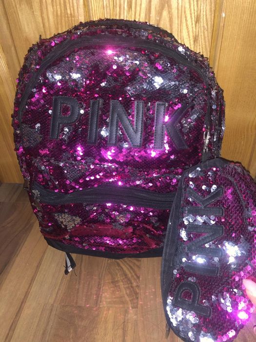 Шкільний рюкзак в паєтках з пеналом новий на дівчинку