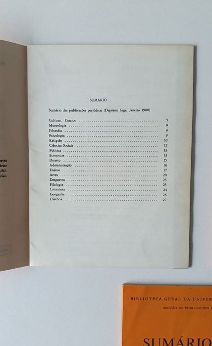 Sumário das publicações portuguesas