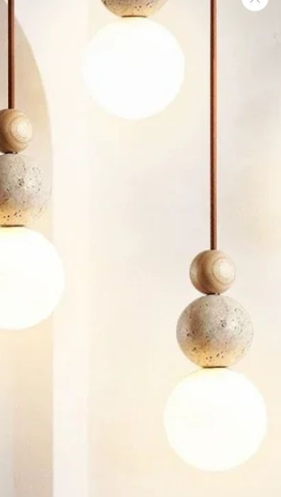 Lampa nowoczesna wisząca kule drewno kamień delisse NOWA
