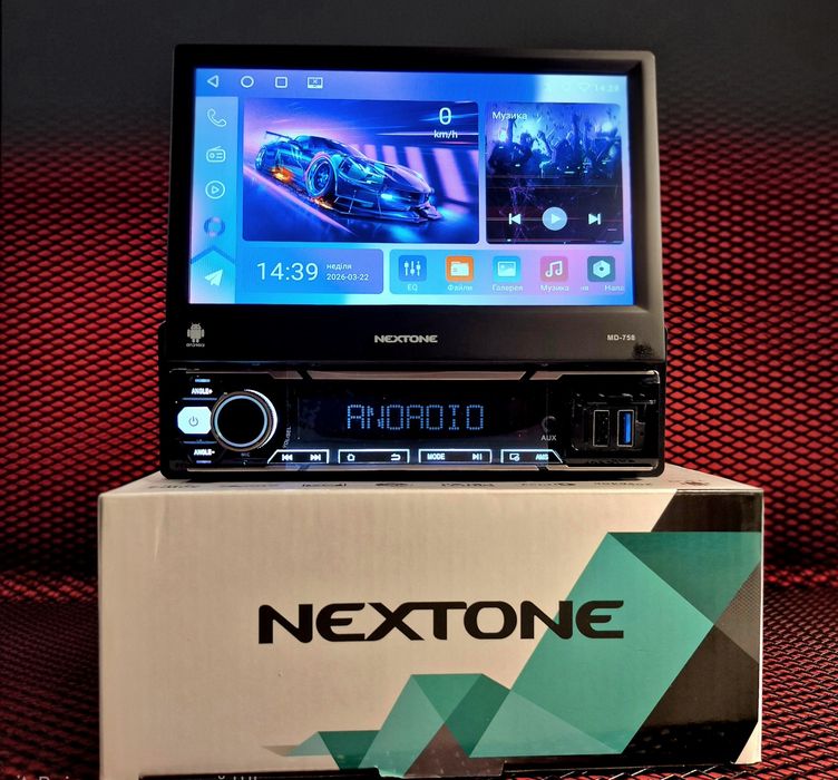Універсальна 1DIN Android-магнітола з виїзним 7" IPS екраном | 2/64 GB | CarPlay / Android Auto Nextone MD-758 v2