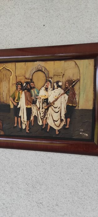 Płaskorzeźba Arabowie Strzelba Arab