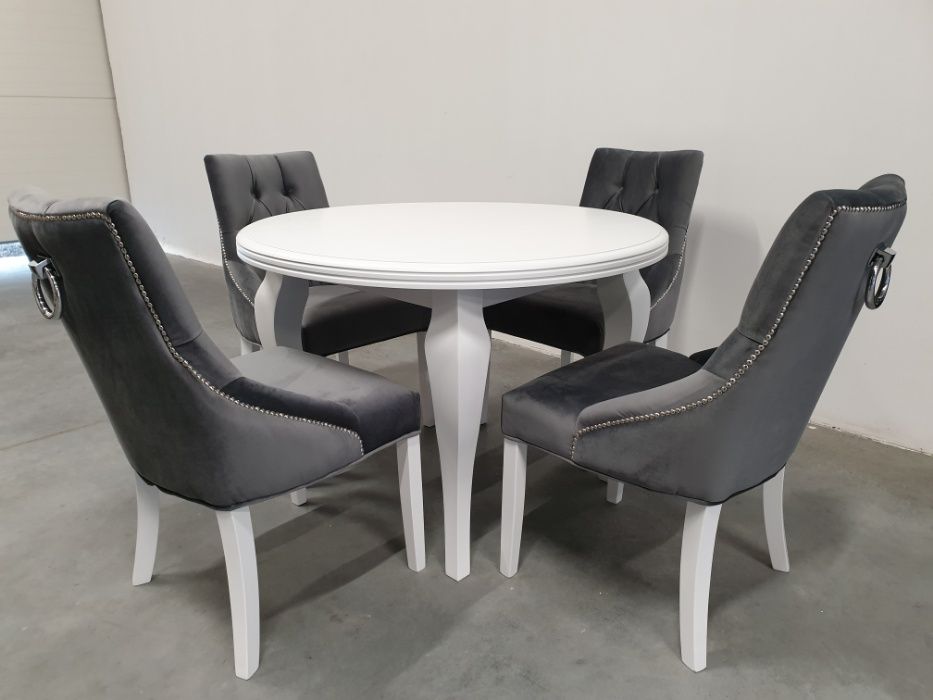 Stół okrągły+4 krzesła chesterfield wygodne pikowane Producent