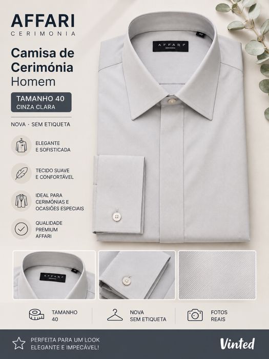 Camisa AFFARI Cerimonia Cinzenta – Tamanho 40