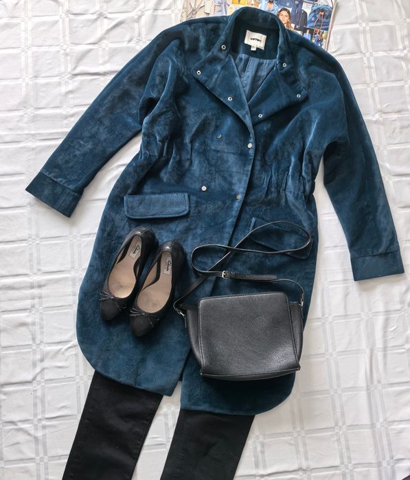 Viralowy vintage aksamitny płaszcz damski marki rozmiar S/M