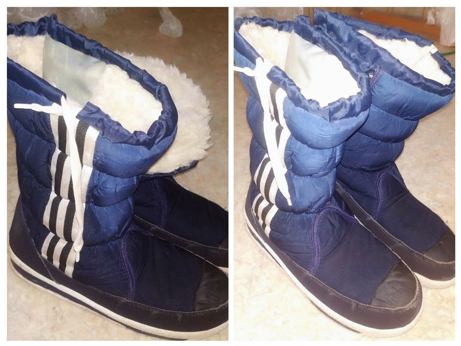 Сапожки дутики женские зимние средней высоты черные на танкетке.Зимние