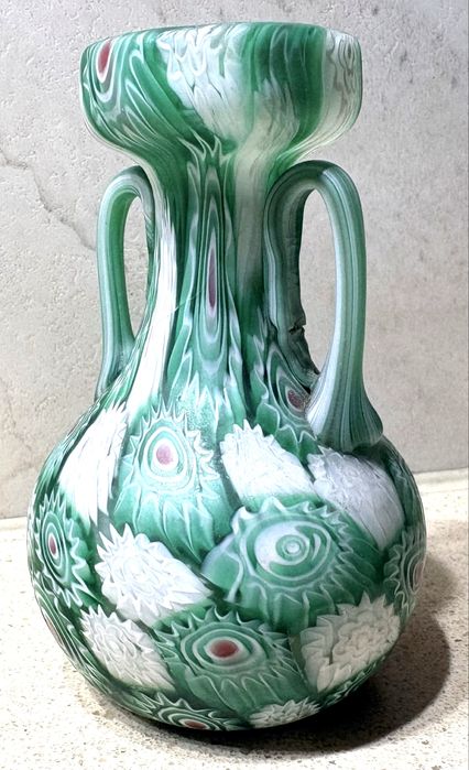 Lindissima pequena antiga jarra Millefiori Murano de Fratelli Toso de 1920