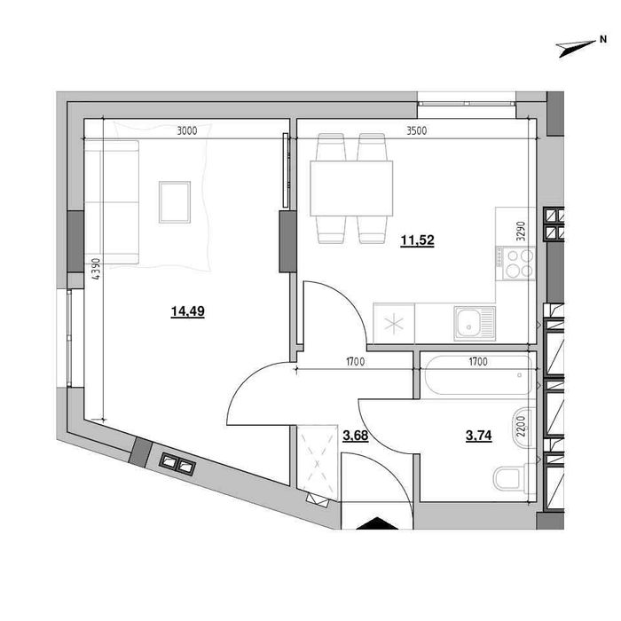 1-комнатная квартира по адресу Князя Святослава пл. (площадь 33,4 м²) - Atlanta.ua - фото 2