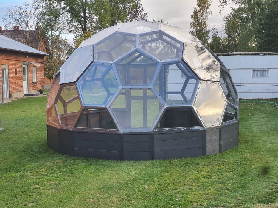 Kopuła szklarnia drewniana zadaszenie jacuzzi namiot sferyczny igloo
