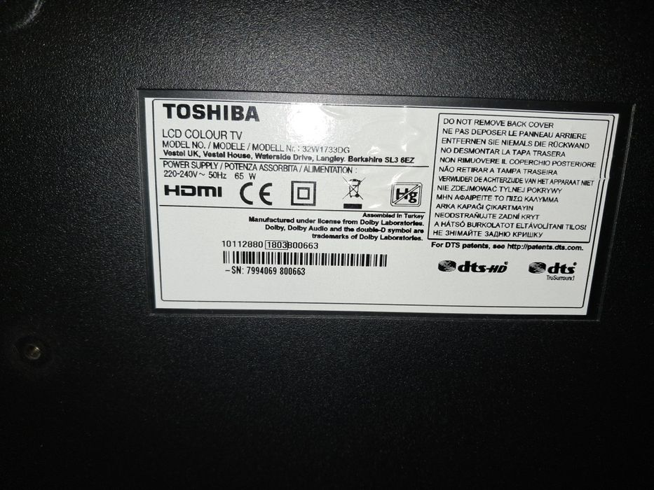 TV Toshiba 32W1733DG