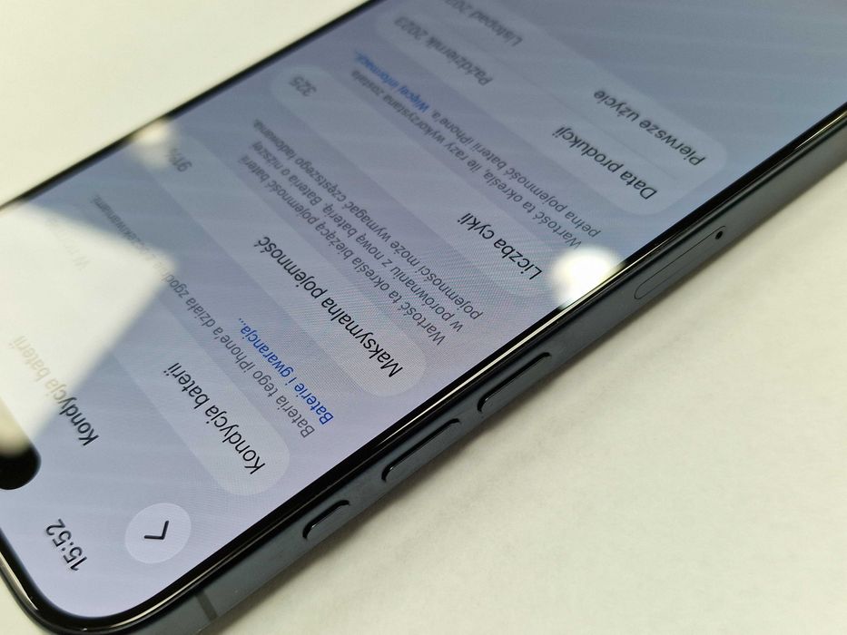 Iphone 15 PRO 128GB/ Blue Titanium/ 91%/ Grade A-/ + ładowarka