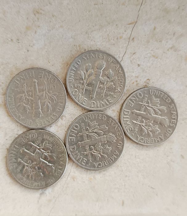 5 moedas dos Estados unidos da América