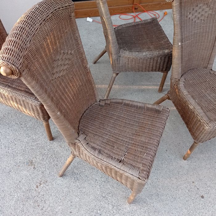 Krzesła tarasowe - naturalny rattan szt 4